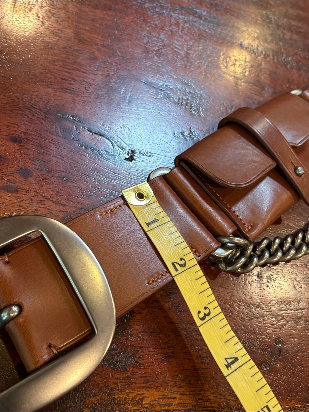 Ralph Lauren Collection FA19 Equestrian Leather Utility Pouch Metal Chain Belt M - Picture 12 of 15